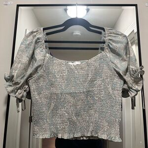 Lush Elegant Paisley Puff Sleeve Top